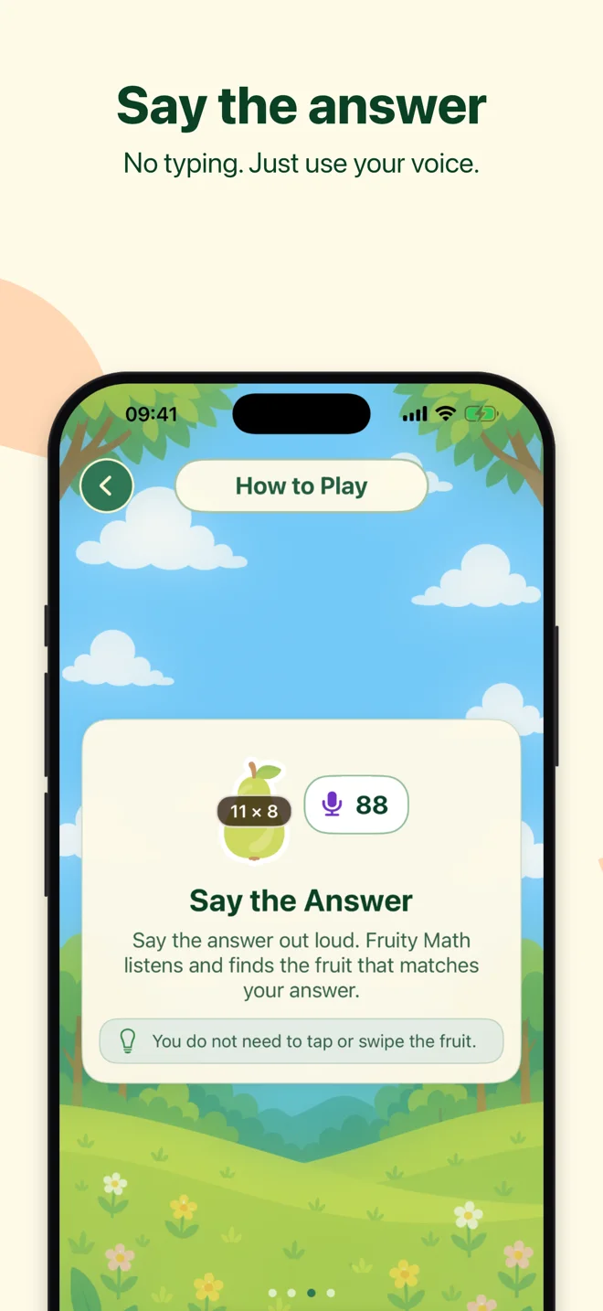 Fruity Math voice-answer tutorial